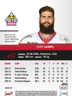 2016-17 German DEL Playercards Premium #DEL-329 Cody Lampl Back