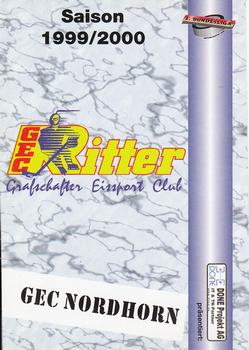 1999-00 Eishockey News 2.Bundesliga Germany #250 Vereinskarte GEC Nordhorn Front