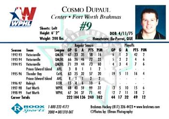 1999-00 Roox Fort Worth Brahmas (WPHL) #001310-06T Cosmo Dupaul Back