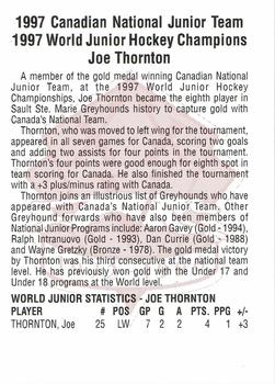 1996-97 TD Bank Sault Ste. Marie Greyhounds (OHL) #NNO Joe Thornton Back