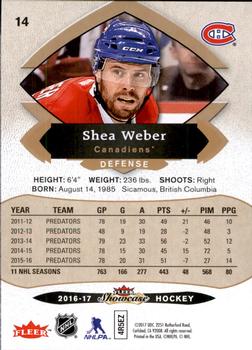 2016-17 Fleer Showcase #14 Shea Weber Back