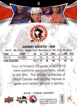 2016-17 Upper Deck AHL #3 Danny Kristo Back