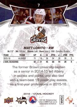 2016-17 Upper Deck AHL #7 Matthew Lorito Back