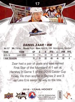 2016-17 Upper Deck AHL #17 Daniel Zaar Back