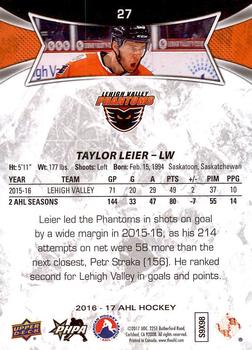 2016-17 Upper Deck AHL #27 Taylor Leier Back