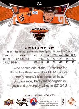 2016-17 Upper Deck AHL #34 Greg Carey Back