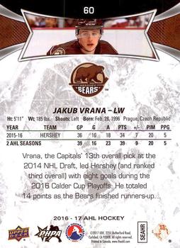 2016-17 Upper Deck AHL #60 Jakub Vrana Back