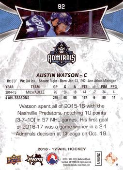 2016-17 Upper Deck AHL #92 Austin Watson Back