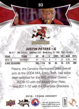 2016-17 Upper Deck AHL #93 Justin Peters Back