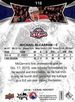 2016-17 Upper Deck AHL #116 Mike McCarron Back