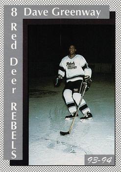 1993-94 Red Deer Rebels (WHL) #NNO Davie Greenway Front