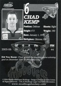 2005-06 Bossier-Shreveport Mudbugs (CHL) #7 Chad Kemp Back
