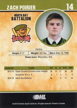 2015-16 Extreme North Bay Battalion (OHL) #11 Zach Poirier Back