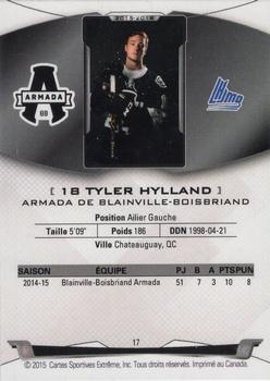 2015-16 Extreme Blainville Boisbriand Armada (QMJHL) #17 Tyler Hylland Back