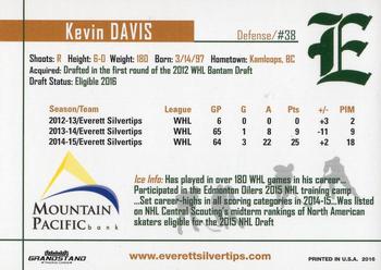 2015-16 Grandstand Everett Silvertips (WHL) #3 Kevin Davis Back