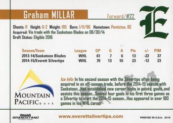 2015-16 Grandstand Everett Silvertips (WHL) #16 Graham Millar Back