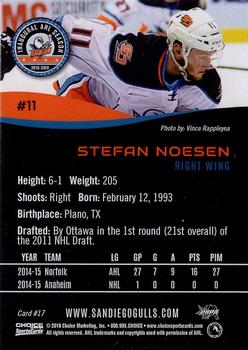 2015-16 Choice San Diego Gulls (AHL) #17 Stefan Noesen Back