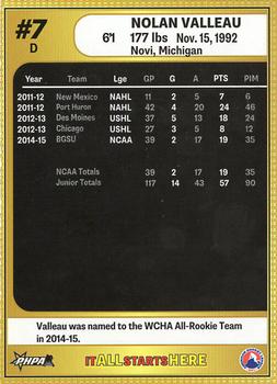 2015-16 Rockford Register Star Rockford IceHogs (AHL) #NNO Nolan Valleau Back