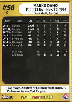2015-16 Rockford Register Star Rockford IceHogs (AHL) #NNO Marko Dano Back