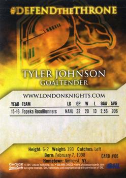 2016-17 Choice London Knights (OHL) Signature Series #6 Tyler Johnson Back
