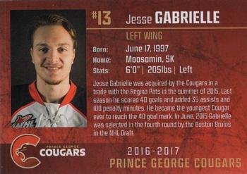 2016-17 Prince George Cougars (WHL) #10 Jesse Gabrielle Back