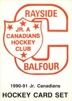 1990-91 Rayside-Balfour Jr. Canadians (NOJHL) #NNO Header Card Front