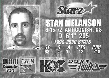2000-01 Louisiana IceGators (ECHL) #NNO Stan Melanson Back