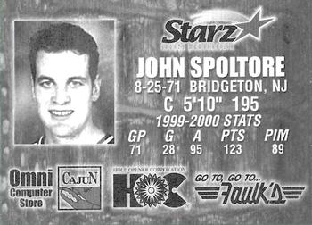 2000-01 Louisiana IceGators (ECHL) #NNO John Spoltore Back