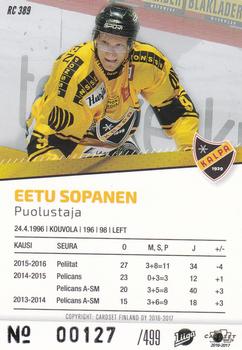 2016-17 Cardset Finland - Rookie Series 2 #RC 389 Eetu Sopanen Back