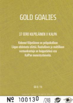 2016-17 Cardset Finland - Gold Goalies #GG6 Eero Kilpeläinen Back