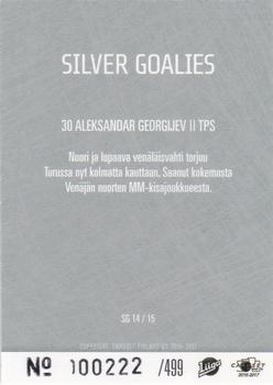 2016-17 Cardset Finland - Silver Goalies #SG14 Aleksandar Georgijev Back