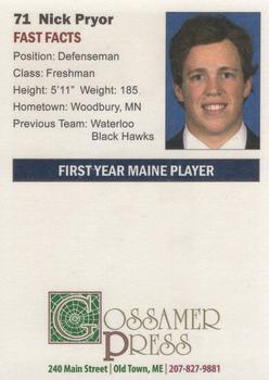 2009-10 Gossamer Press Maine Black Bears (NCAA) #26 Nick Pryor Back