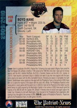 2009-10 Hershey Bears (AHL) #NNO Boyd Kane Back
