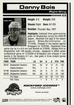 2009-10 Choice Rockford IceHogs (AHL) #03 Danny Bois Back