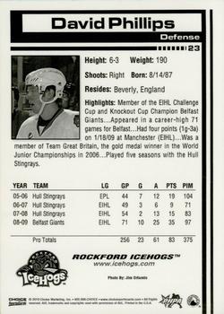 2009-10 Choice Rockford IceHogs (AHL) #23 Dave Phillips Back