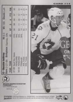 2009-10 Choice Wilkes Barre/Scranton Penguins (AHL) #14 Dustin Jeffrey Back