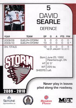 2009-10 M&T Printing Guelph Storm (OHL) #NNO David Searle Back