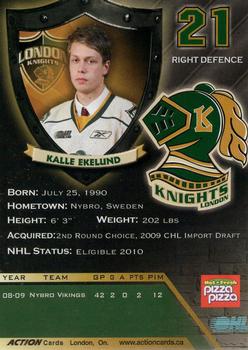2009-10 Action London Knights (OHL) #9 Kalle Ekelund Back
