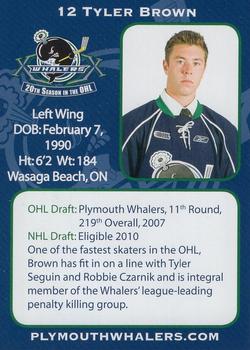 2009-10 Plymouth Whalers (OHL) #3 Tyler Brown Back
