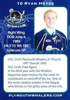 2009-10 Plymouth Whalers (OHL) #9 Ryan Hayes Back