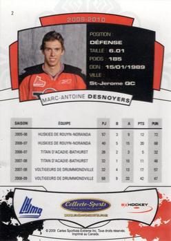 2009-10 Extreme Drummondville Voltigeurs (QMJHL) #2 Marc-Antoine Desnoyers Back