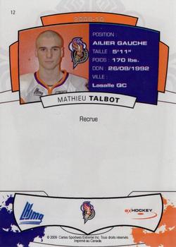 2009-10 Extreme Gatineau Olympiques (QMJHL) #12 Mathieu Talbot Back