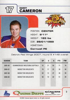 2009-10 Extreme Moncton Wildcats (QMJHL) #9 Randy Cameron Back