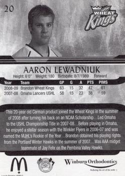 2009-10 McDonald's Brandon Wheat Kings (WHL) #NNO Aaron Lewadniuk Back