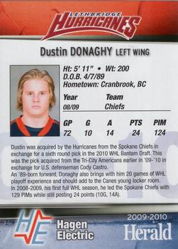2009-10 Lethbridge Herald Lethbridge Hurricanes (WHL) #NNO Dustin Donaghy Back