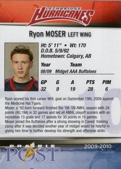 2009-10 Lethbridge Herald Lethbridge Hurricanes (WHL) #NNO Ryon Moser Back