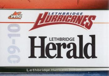 2009-10 Lethbridge Herald Lethbridge Hurricanes (WHL) #NNO Sponsor Card Front
