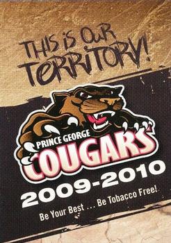 2009-10 Tobacco Prevention Prince George Cougars (WHL) #NNO Prince George Cougars Back