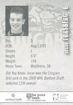 2009-10 Tobacco Prevention Prince George Cougars (WHL) #NNO Jesse Forsberg Back
