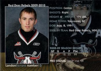 2009-10 Red Deer Rebels (WHL) #11 Landon Ferraro Back